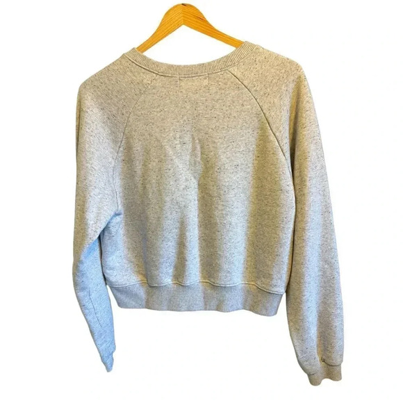 Korean Dearest Cropped Sweatshirt Size Medium | Heather Gray Black Stitching - Picture 2 of 8